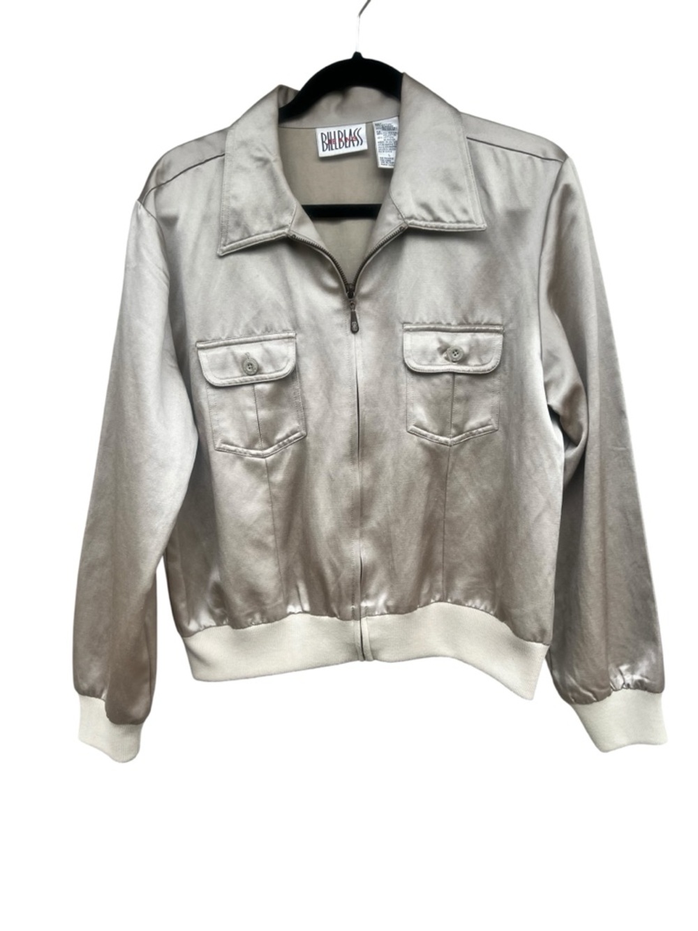 Bill Blass vintage 90’s Metallic Gold Satin Bomber Jacket - Women's Size Large